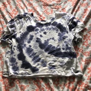 White and blue tie dye hollister ruffled crop top
